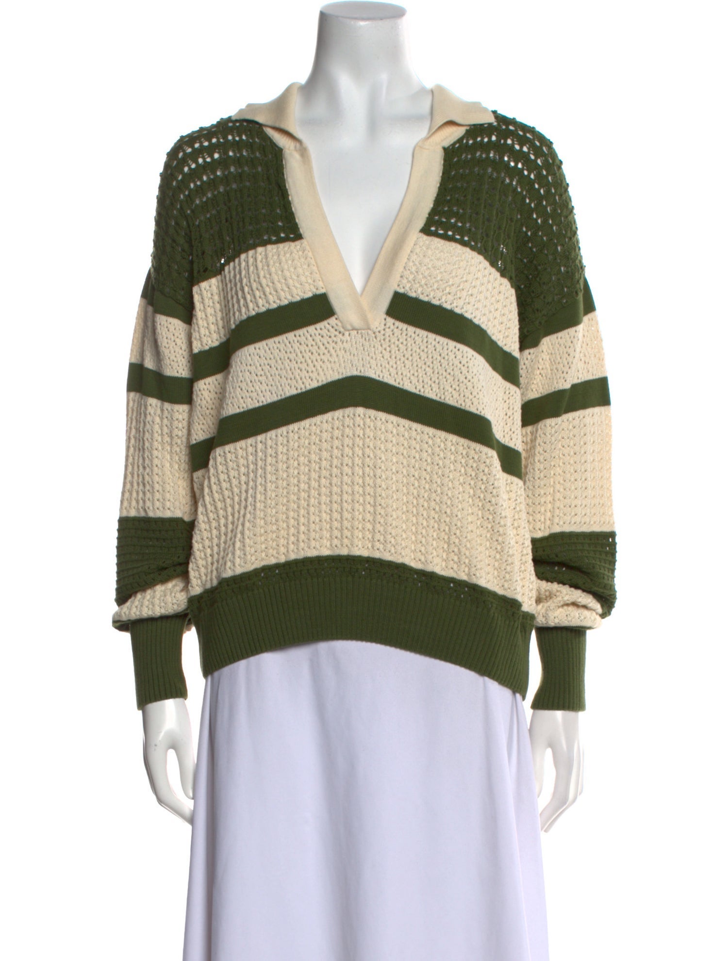 Johanna Ortiz Striped V-Neck Sweater