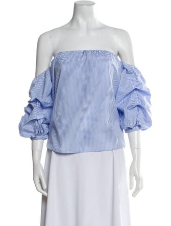 Johanna Ortiz Striped Off-The-Shoulder Crop Top
