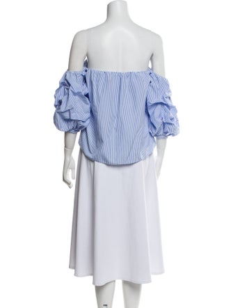 Johanna Ortiz Striped Off-The-Shoulder Crop Top