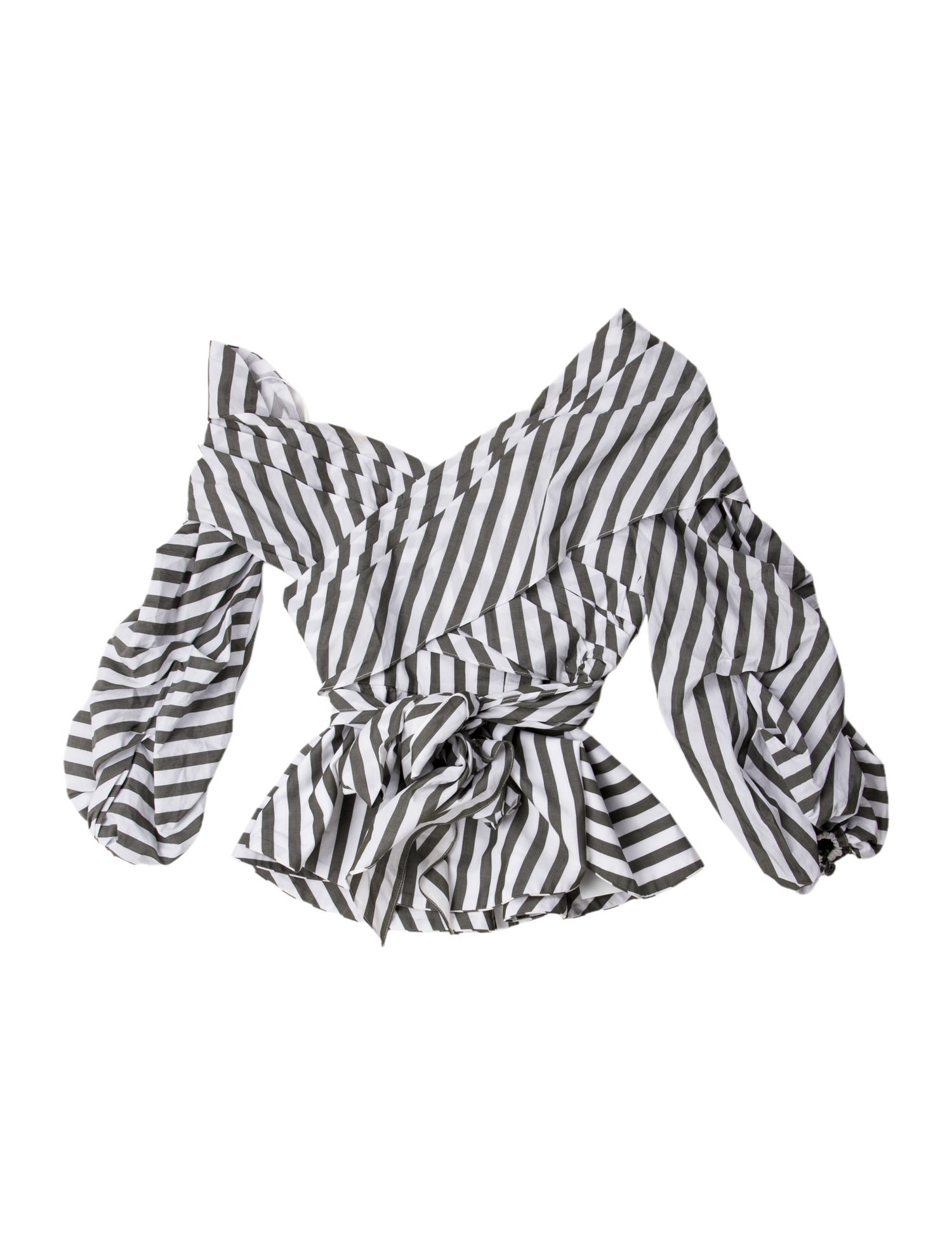 Johanna Ortiz Striped V-Neck Crop Top