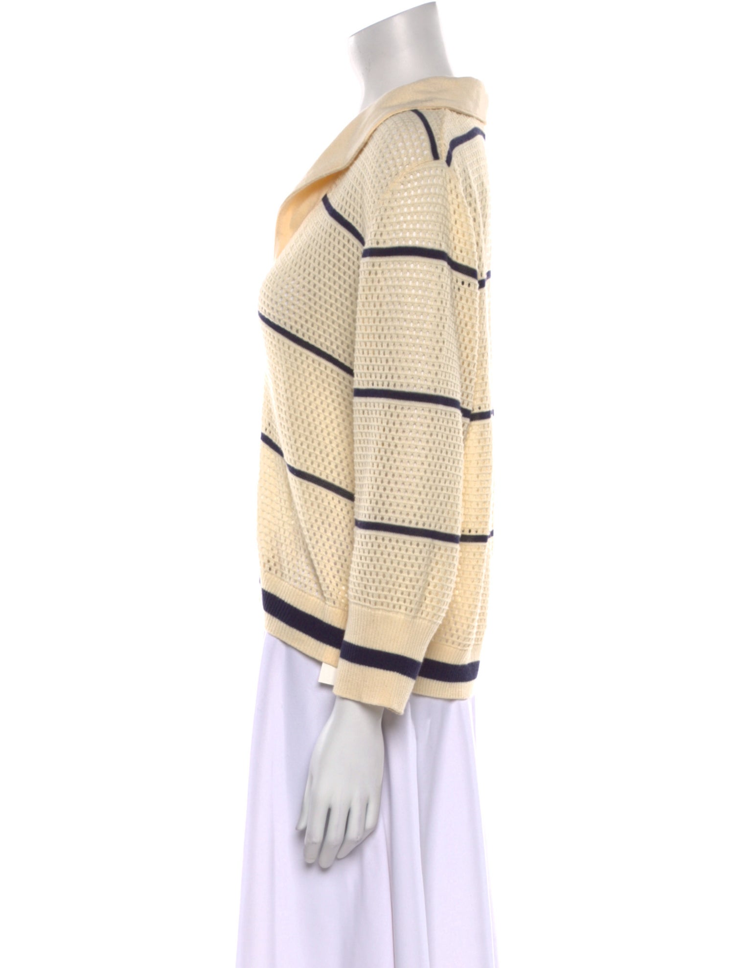 Johanna Ortiz Striped V-Neck Sweatshirt