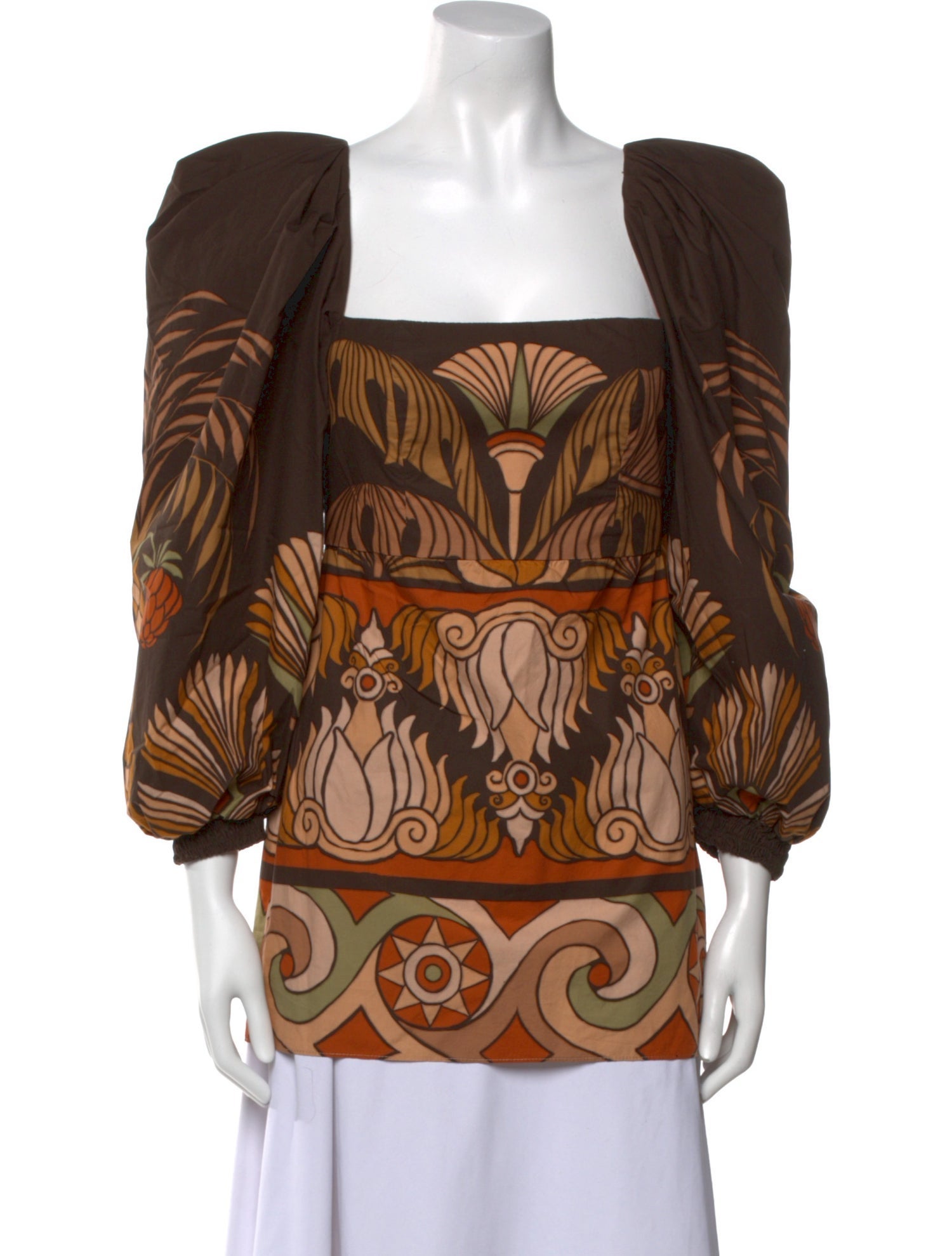 Johanna Ortiz Printed Square Neckline Tunic