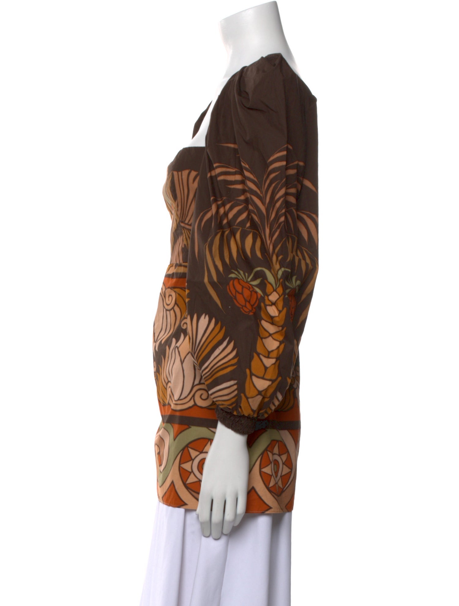Johanna Ortiz Printed Square Neckline Tunic