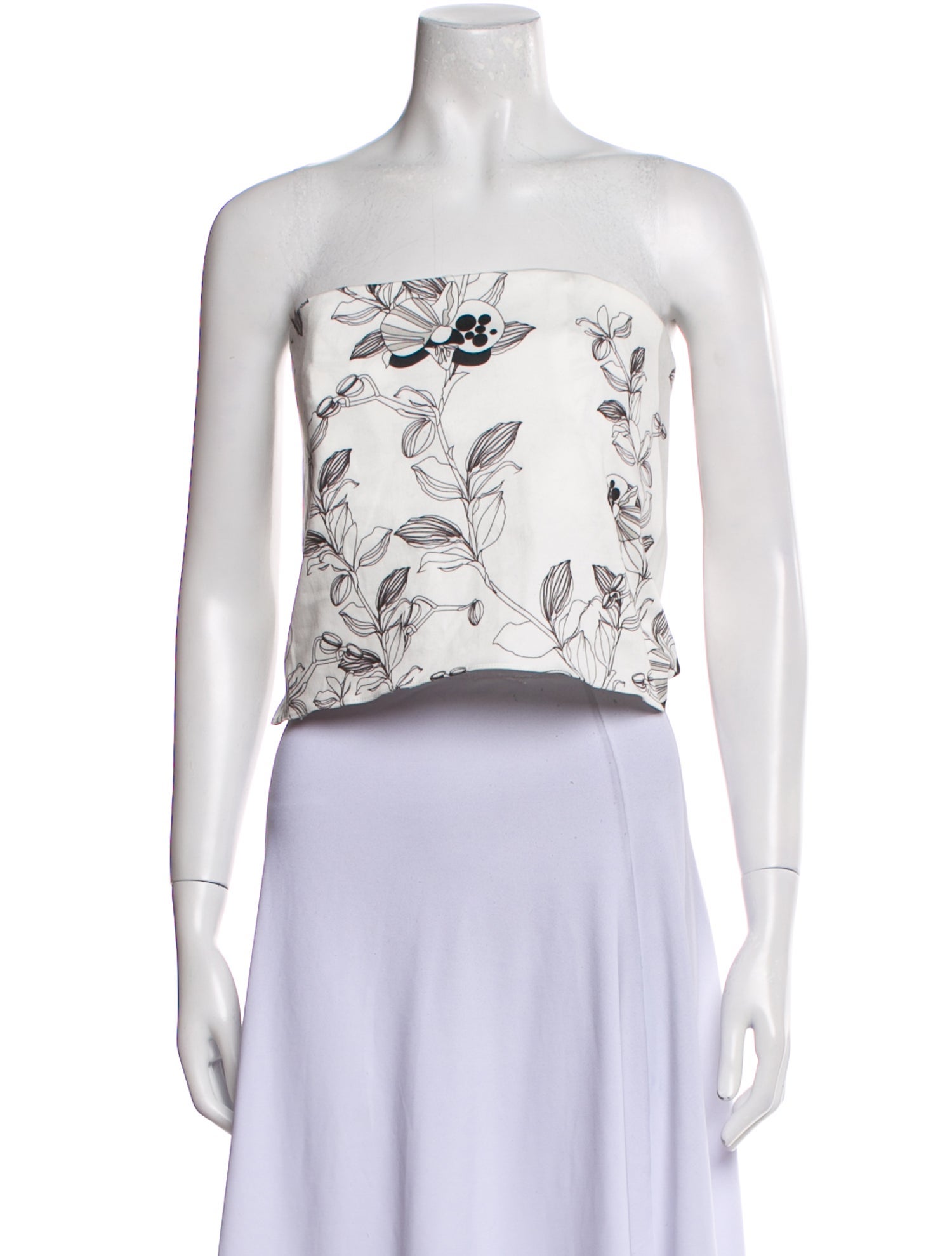 Johanna Ortiz Printed Strapless Crop Top