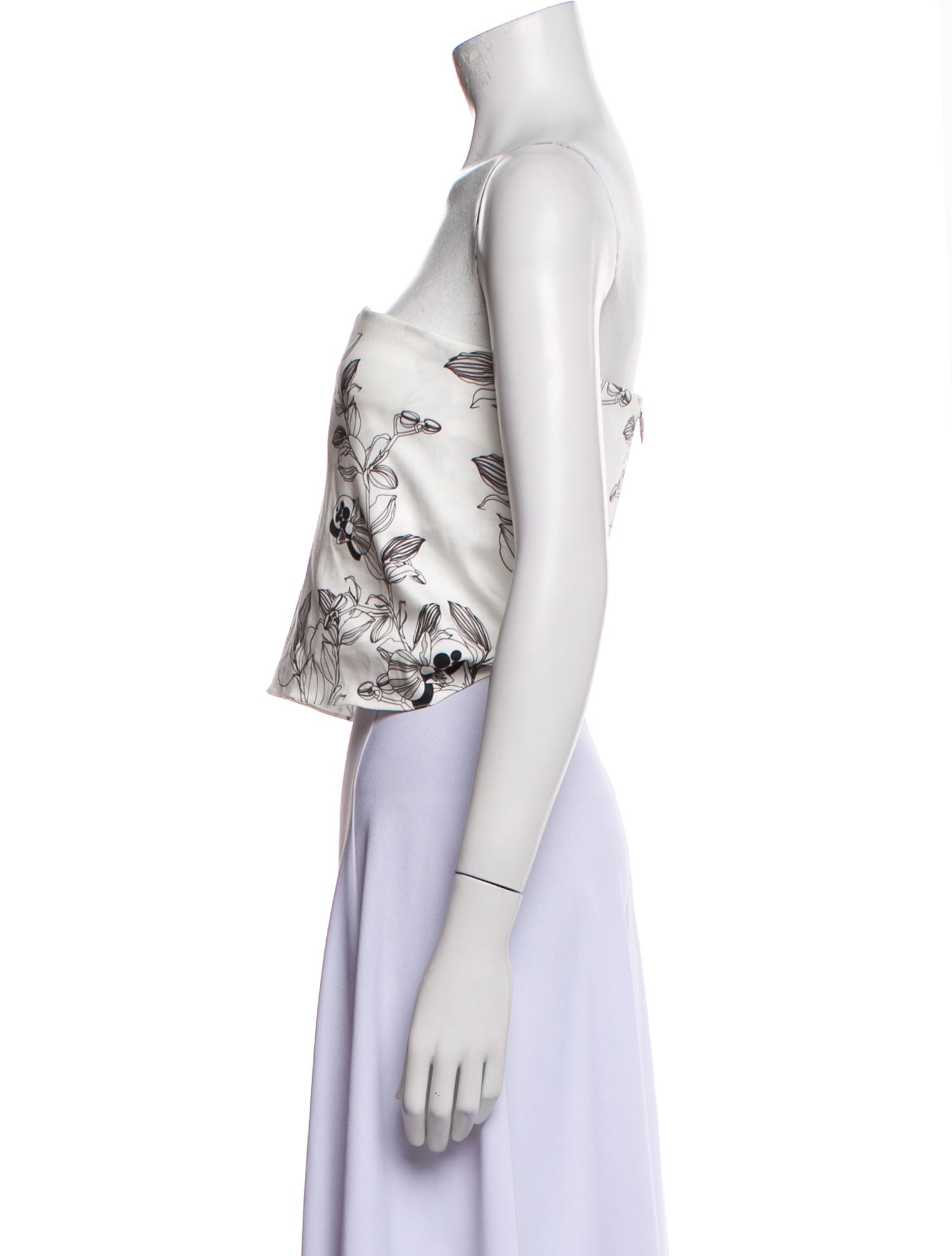 Johanna Ortiz Printed Strapless Crop Top