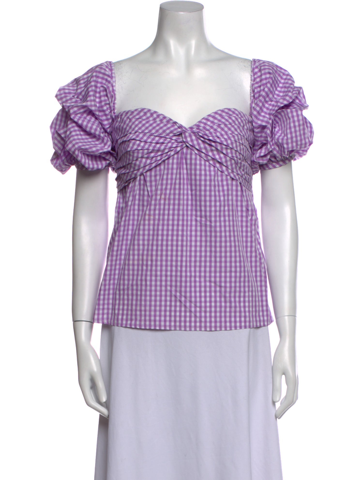 Johanna Ortiz Plaid Print Square Neckline Blouse