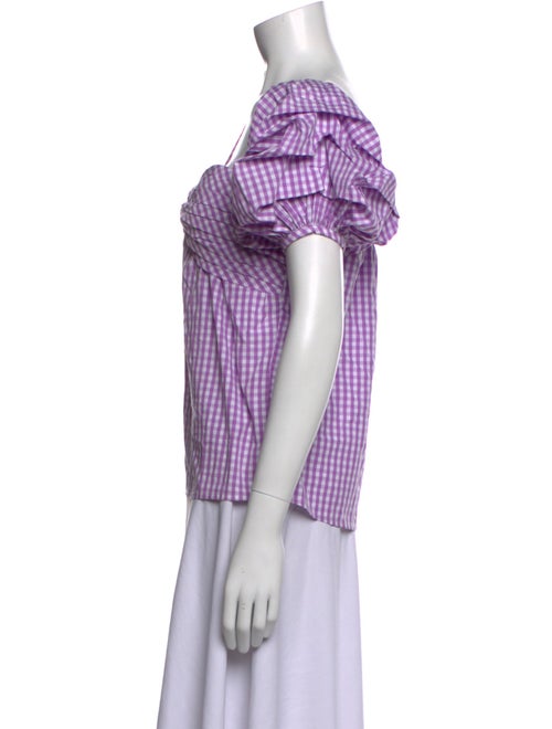 Johanna Ortiz Plaid Print Square Neckline Blouse