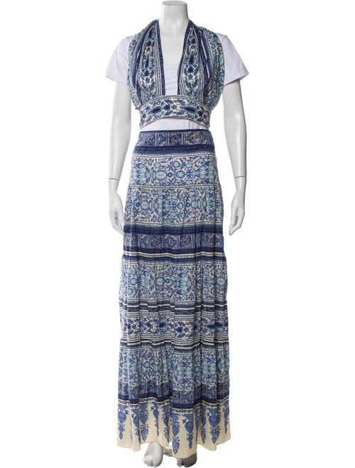 Johanna Ortiz Floral Print Pleated Accents Skirt Set