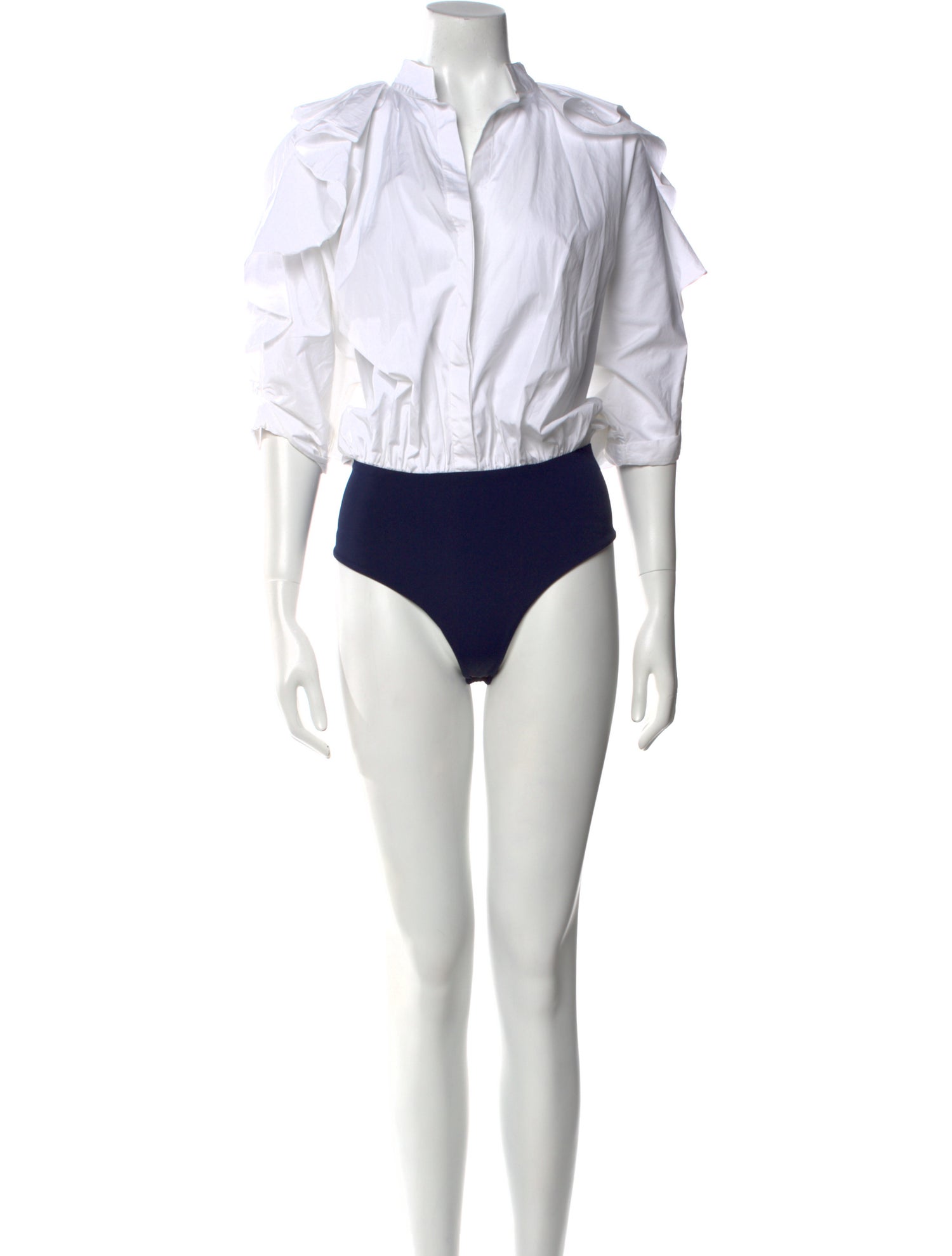 Johanna Ortiz Mock Neck Three-Quarter Sleeve Bodysuit