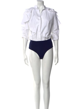 Johanna Ortiz Mock Neck Three-Quarter Sleeve Bodysuit