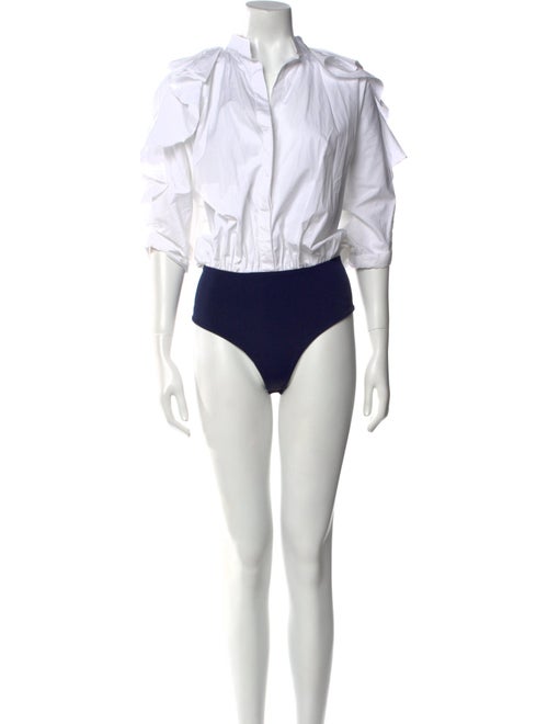 Johanna Ortiz Mock Neck Three-Quarter Sleeve Bodysuit