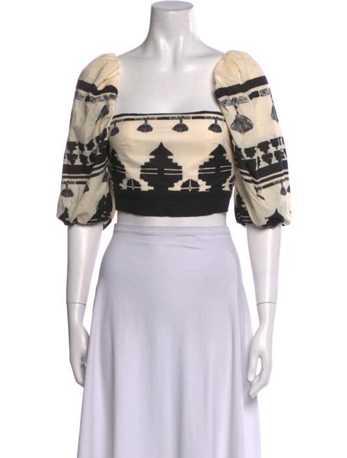 Johanna Ortiz Printed Square Neckline Crop Top