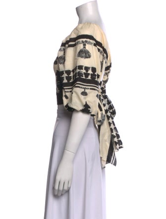 Johanna Ortiz Printed Square Neckline Crop Top