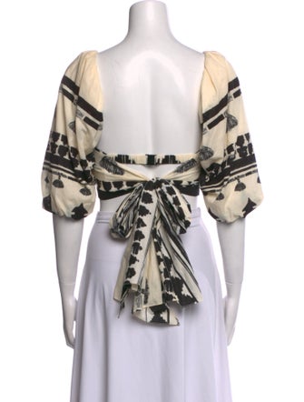 Johanna Ortiz Printed Square Neckline Crop Top