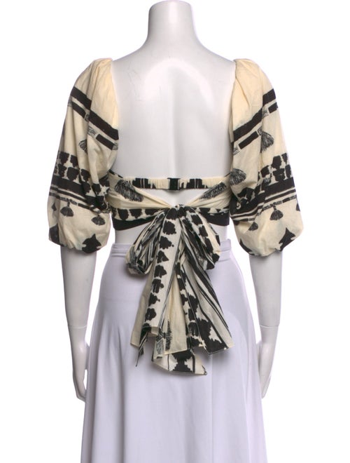 Johanna Ortiz Printed Square Neckline Crop Top