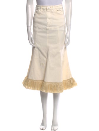 Johanna Ortiz Fringe Trim Accent Midi Length Skirt