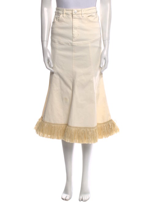 Johanna Ortiz Fringe Trim Accent Midi Length Skirt