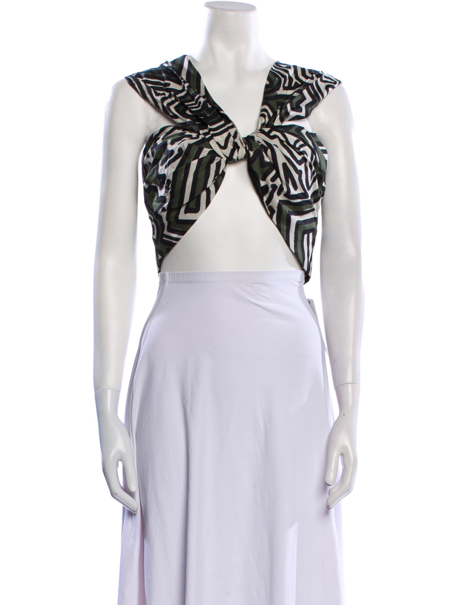 Johanna Ortiz Printed V-Neck Crop Top