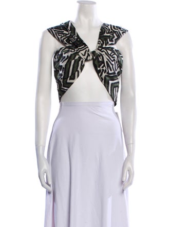 Johanna Ortiz Printed V-Neck Crop Top