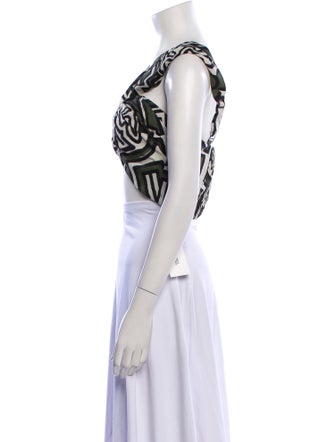 Johanna Ortiz Printed V-Neck Crop Top