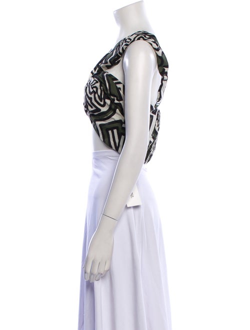 Johanna Ortiz Printed V-Neck Crop Top