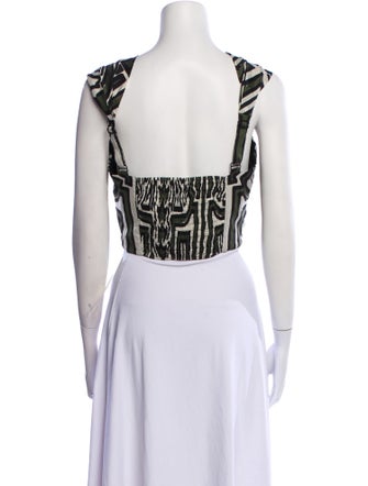 Johanna Ortiz Printed V-Neck Crop Top