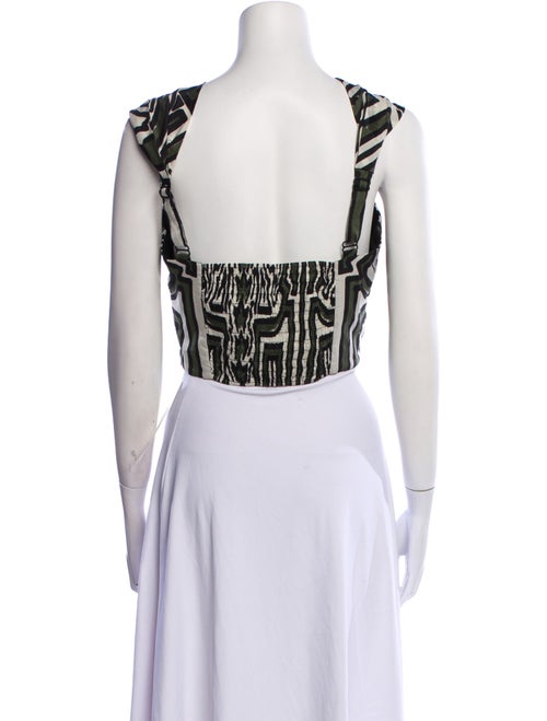 Johanna Ortiz Printed V-Neck Crop Top