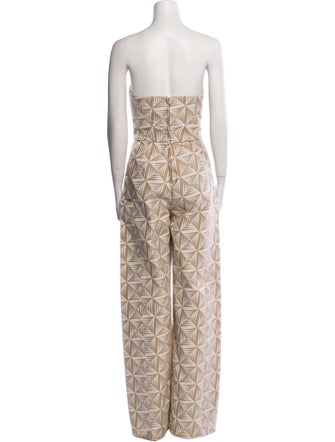 Johanna Ortiz Printed Strapless Jumpsuit