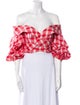 Johanna Ortiz Plaid Print Off-The-Shoulder Crop Top