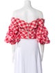 Johanna Ortiz Plaid Print Off-The-Shoulder Crop Top