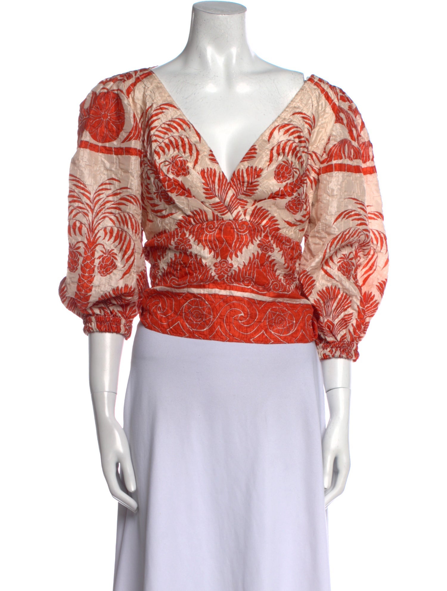 Johanna Ortiz Silk Printed Crop Top