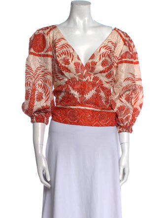 Johanna Ortiz Silk Printed Crop Top