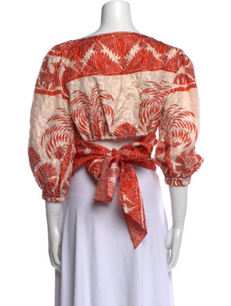 Johanna Ortiz Silk Printed Crop Top