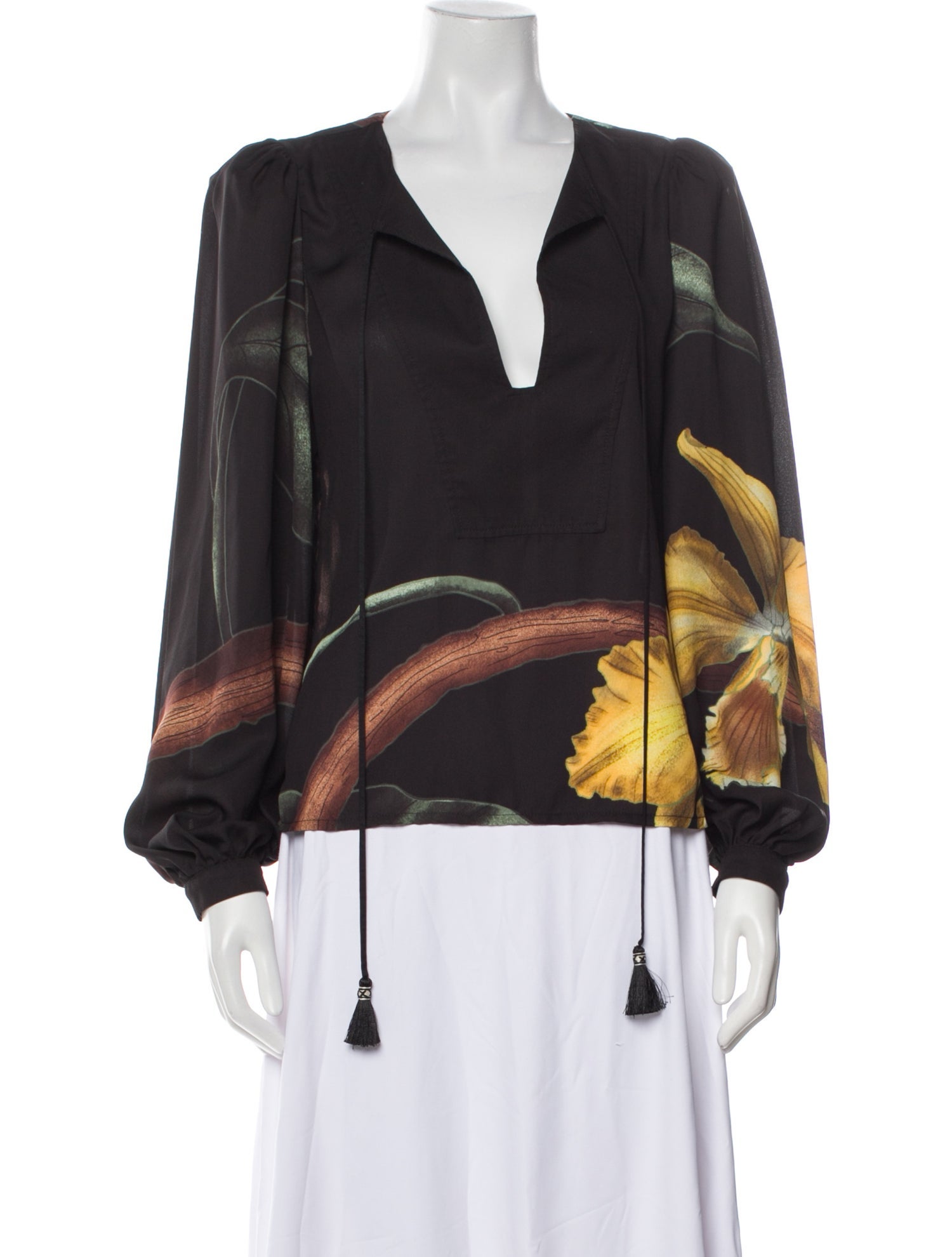 Johanna Ortiz Graphic Print V-Neck Blouse