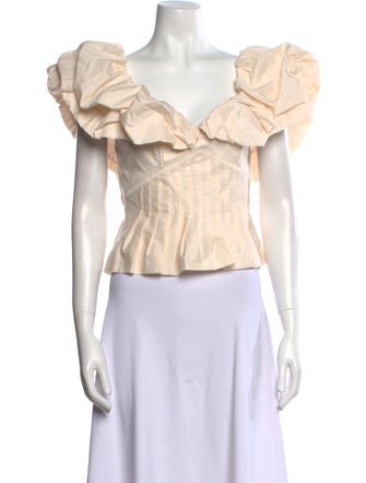 Johanna Ortiz V-Neck Short Sleeve Crop Top