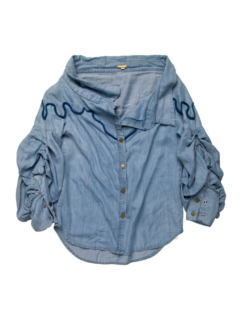 Johanna Ortiz Three-Quarter Sleeve Button-Up Top