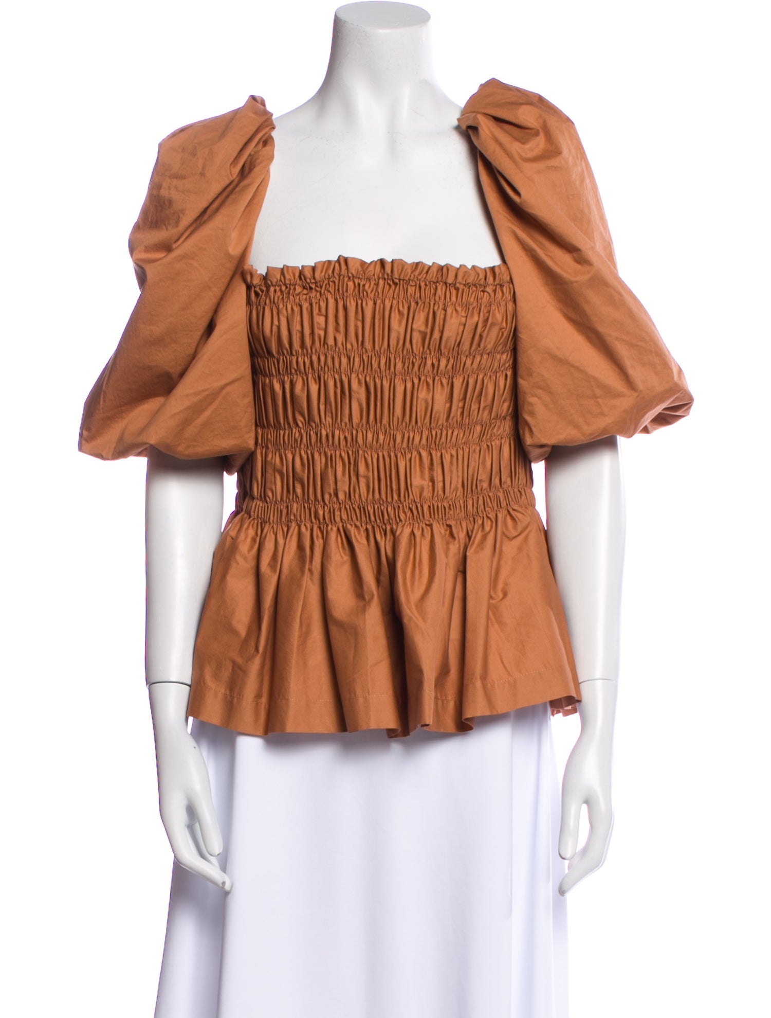 Johanna Ortiz Square Neckline Short Sleeve Blouse