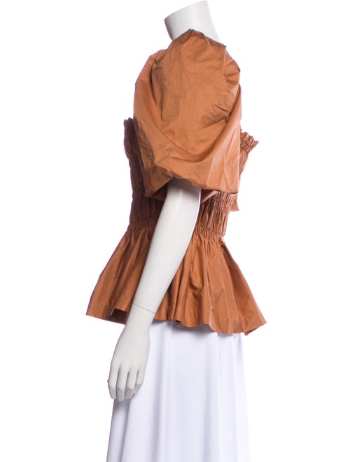 Johanna Ortiz Square Neckline Short Sleeve Blouse