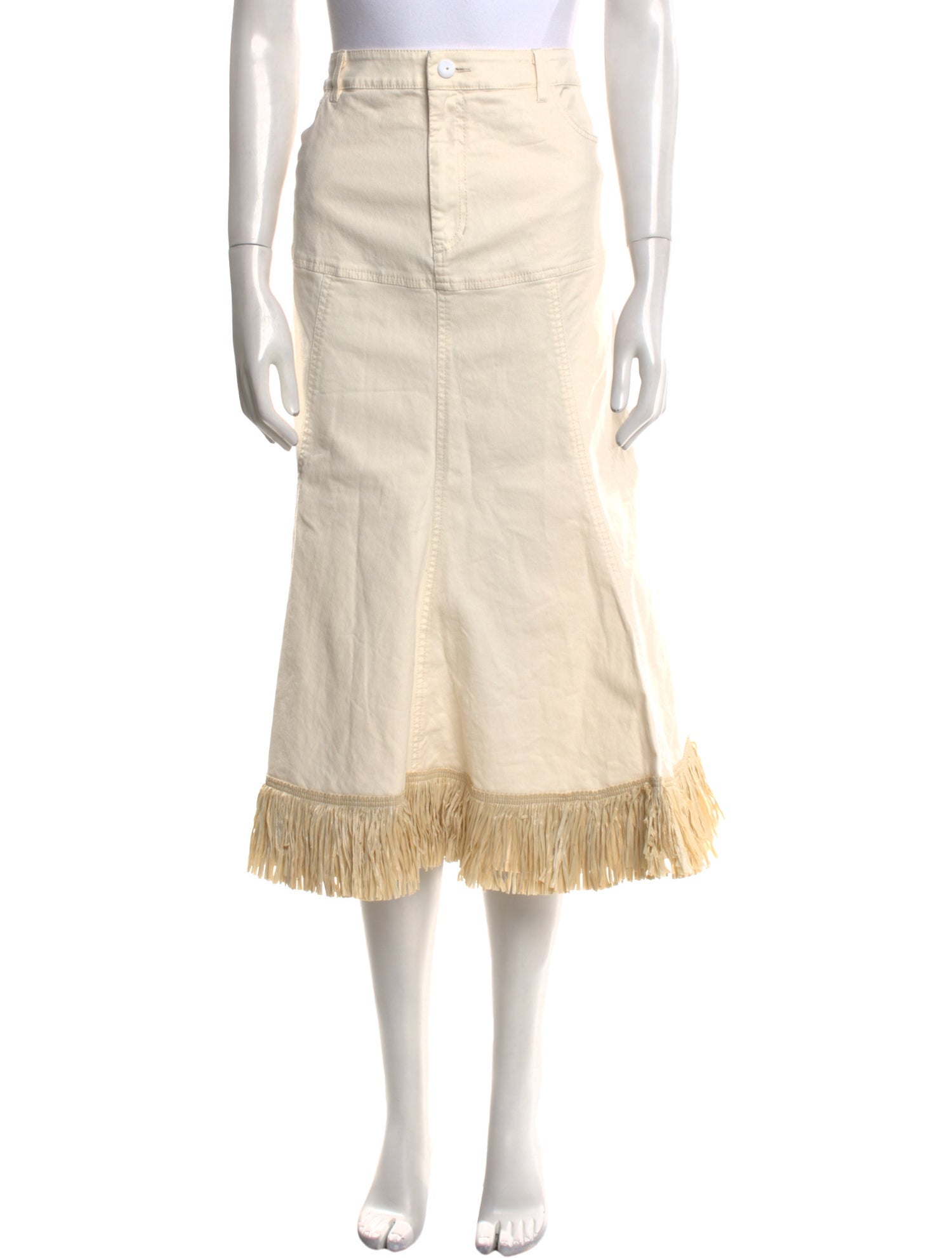 Johanna Ortiz Fringe Trim Accent Midi Length Skirt