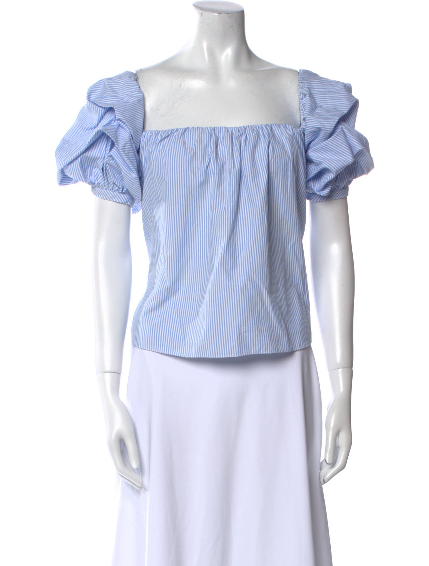 Johanna Ortiz Striped Square Neckline Crop Top