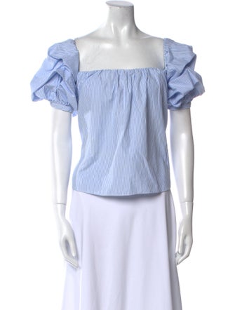 Johanna Ortiz Striped Square Neckline Crop Top