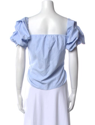 Johanna Ortiz Striped Square Neckline Crop Top