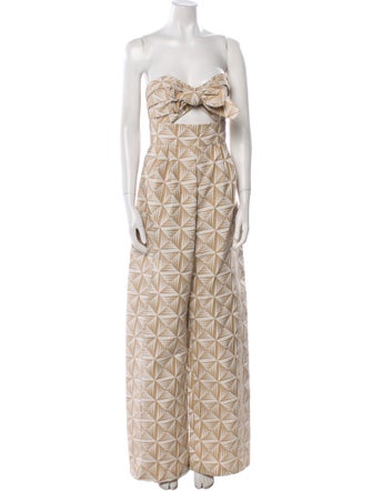 Johanna Ortiz Printed Strapless Jumpsuit