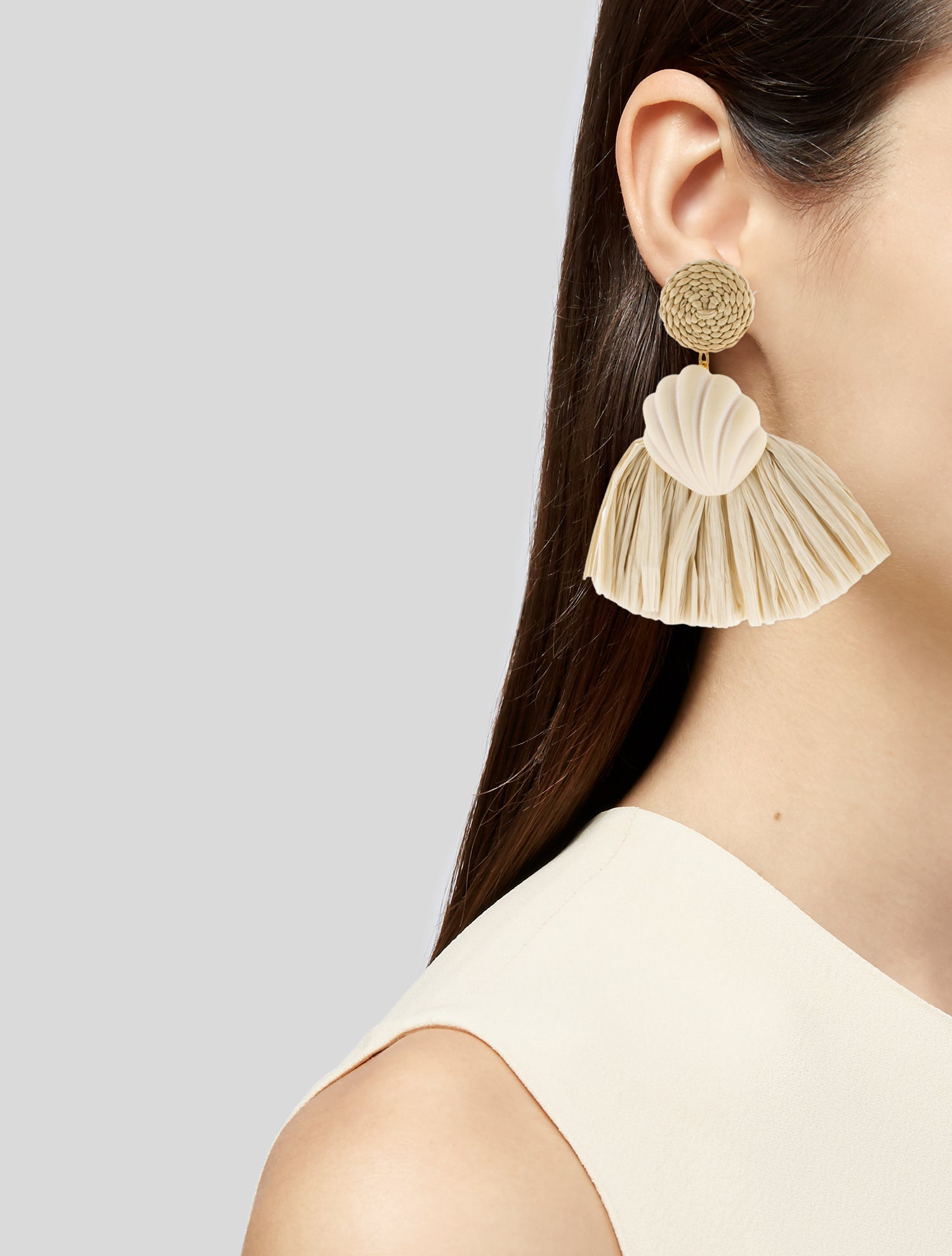 Johanna Ortiz Iraca Palm Moon Shell Earrings