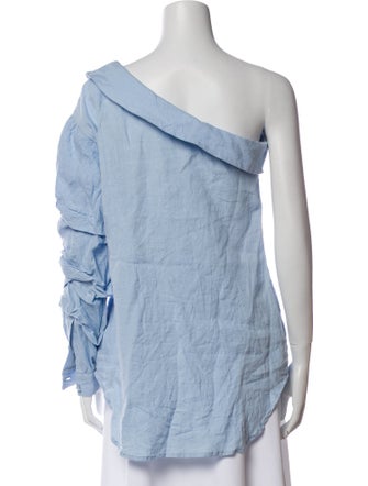 Johanna Ortiz One-Shoulder Long Sleeve Button-Up Top