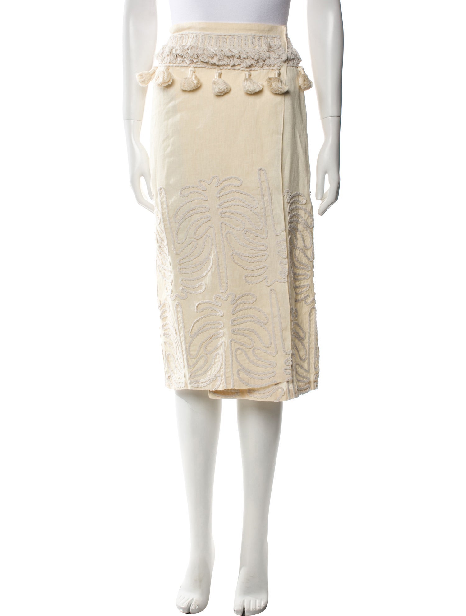 Johanna Ortiz Linen Knee-Length Skirt