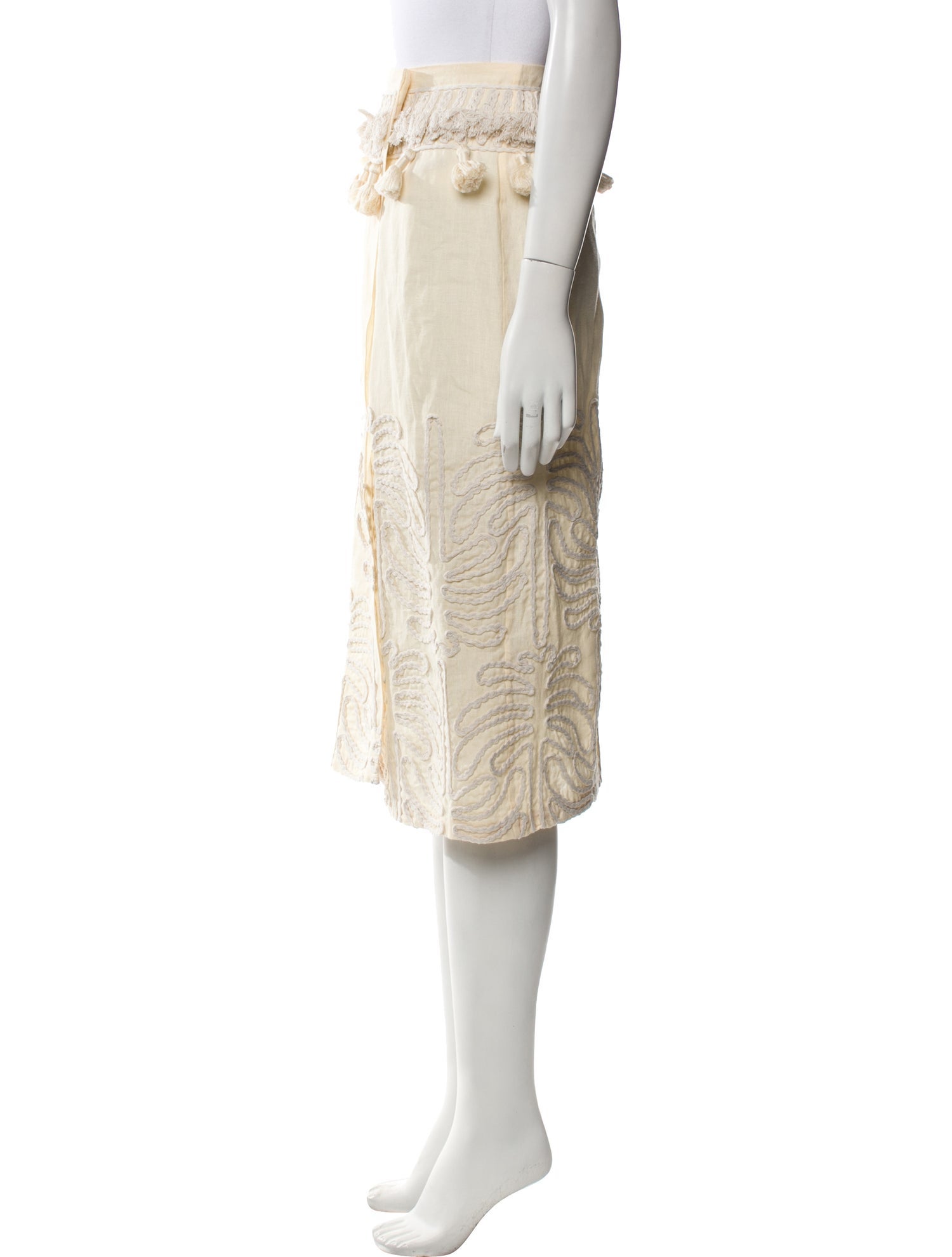 Johanna Ortiz Linen Knee-Length Skirt