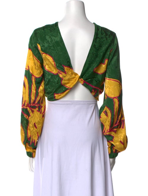 Johanna Ortiz Printed Scoop Neck Crop Top