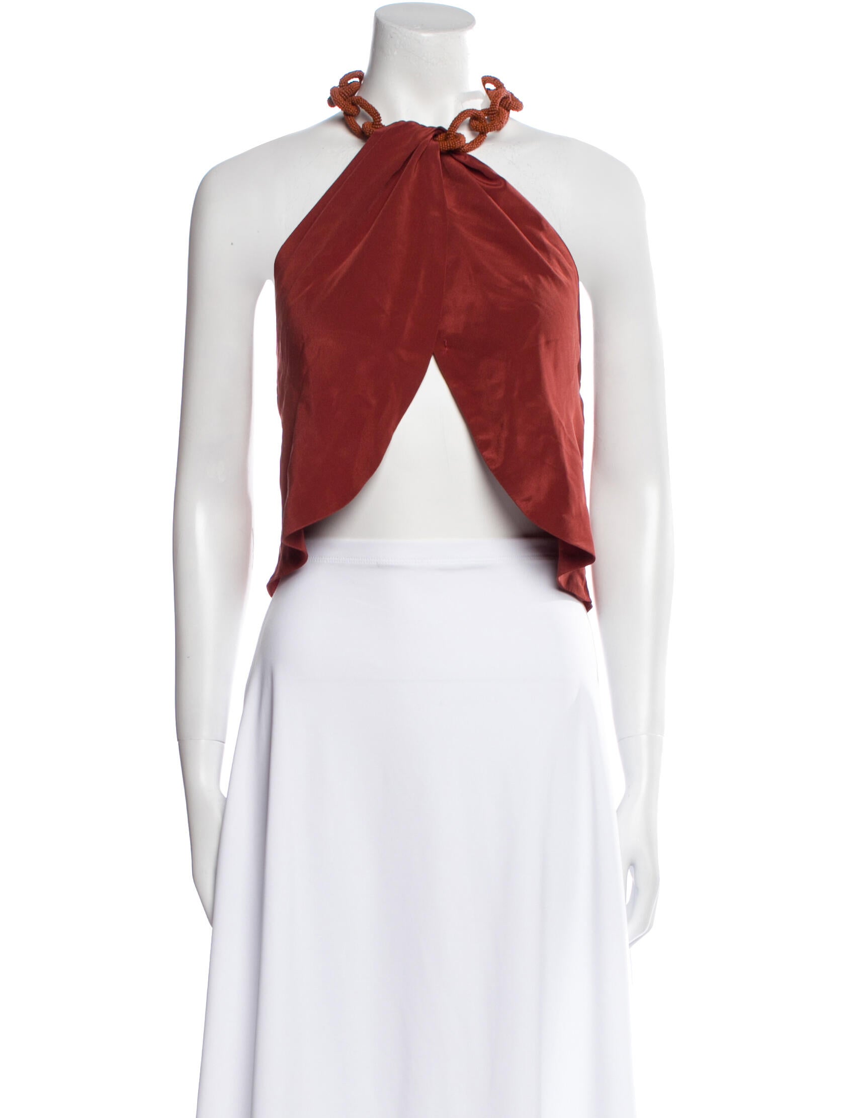 Johanna Ortiz Silk Halterneck Crop Top w/ Tags