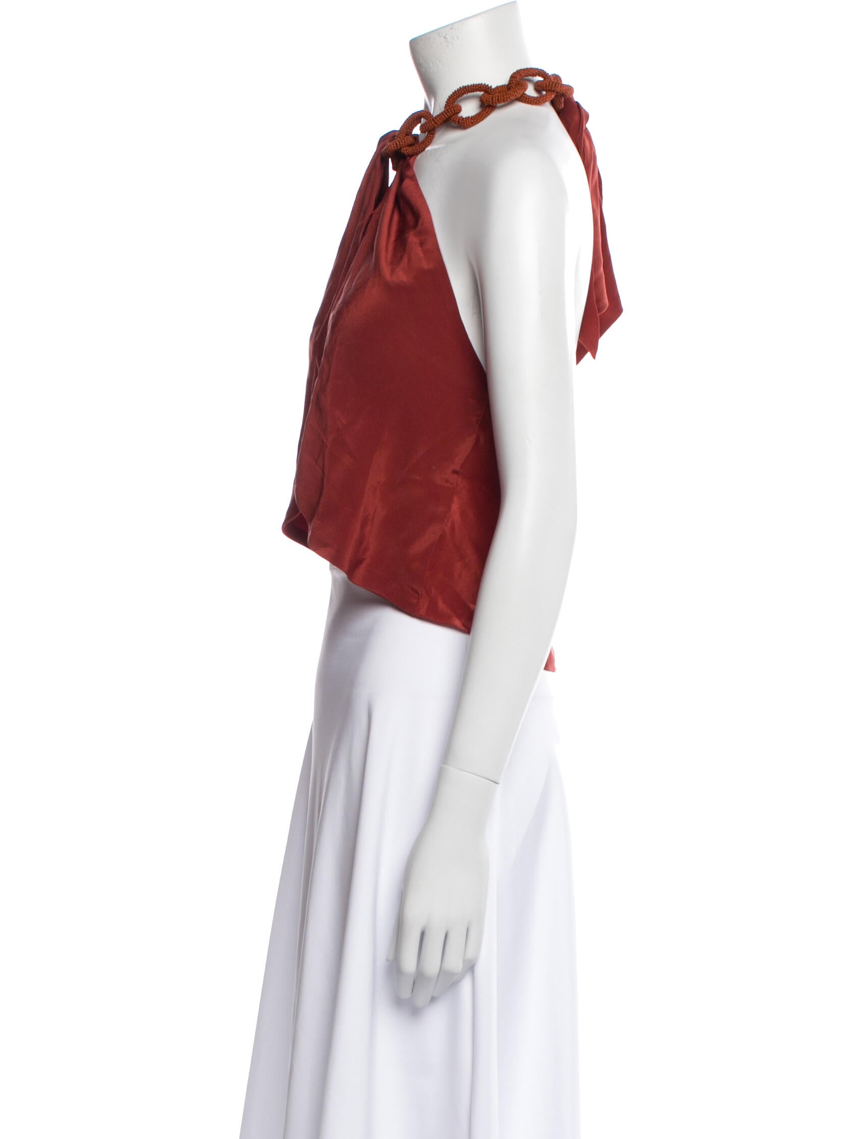 Johanna Ortiz Silk Halterneck Crop Top w/ Tags